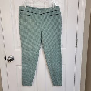 The Limited Green Navy White Mini Houndstooth Print Skinny Stretch Pants Sz 10p